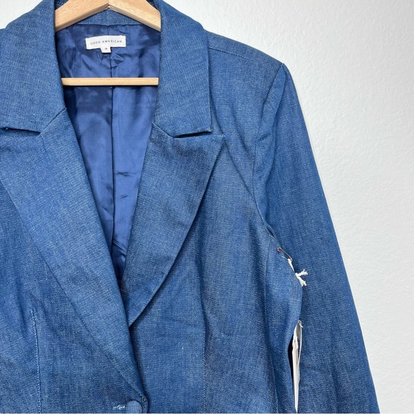 NWT Good American Denim Blazer True Blue Size Large - Picture 4 of 8